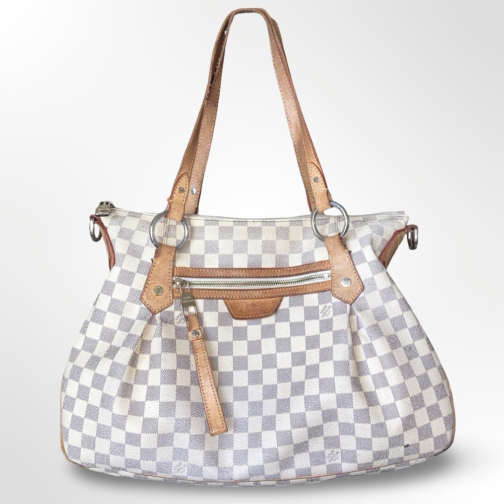 LV Ebora, Damier Azur Checkerboard Shoulder Bag With FLAWS